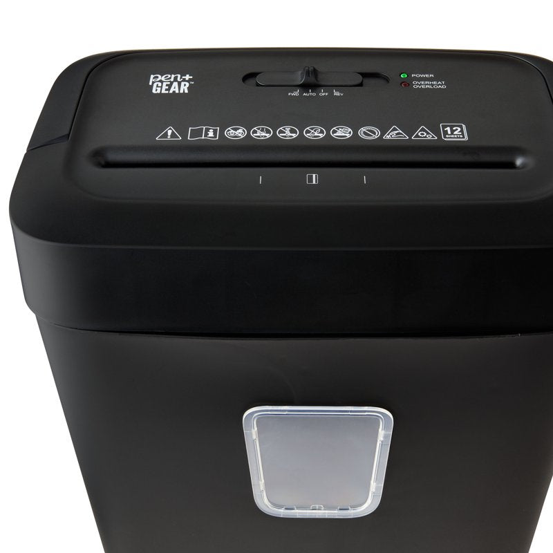 Cross-Cut Paper and Credit Card Shredder - 12 Sheets, 5.55 Gal Bin, Black