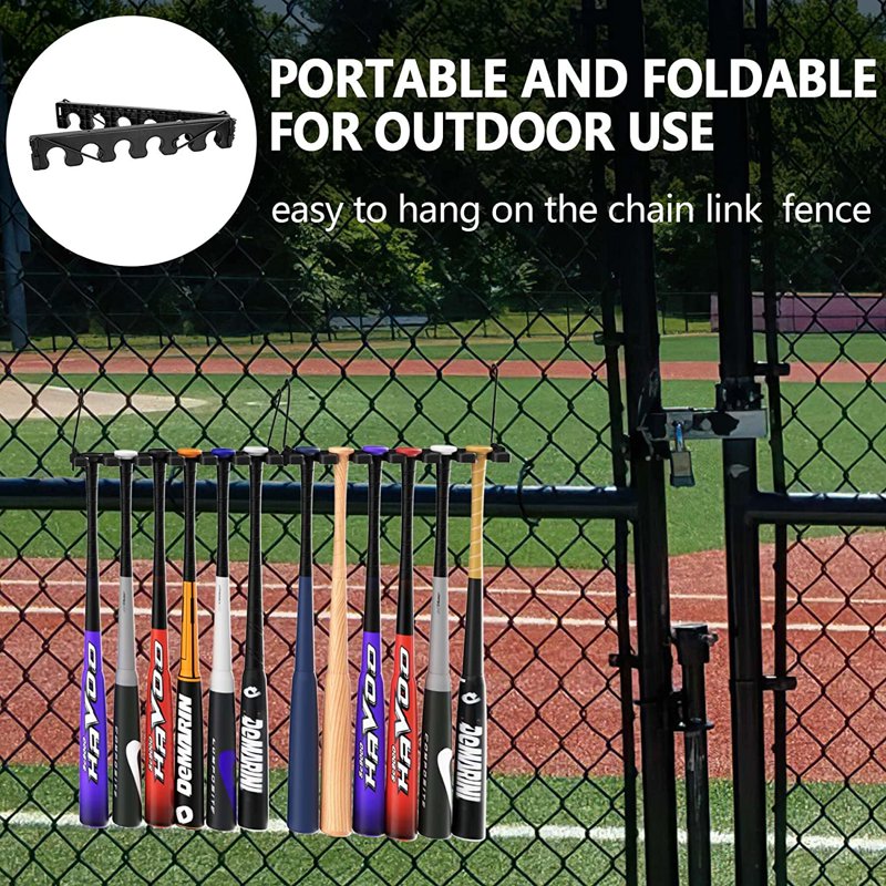 12-Bat Foldable Dugout Organizer Baseball Bat Rack for Storage