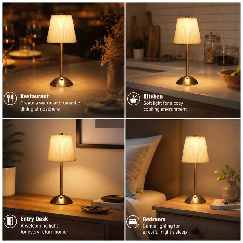 Rechargeable Cordless Table Lamp with 3 Color Temperatures & Dimming