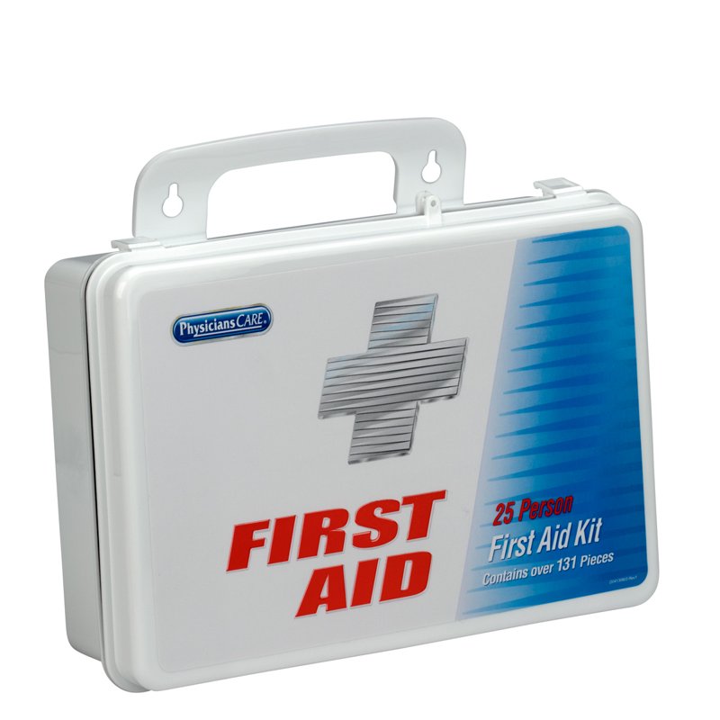25 Person First Aid Kit with Plastic Case - OSHA Compliant Emergency Medical Supplies