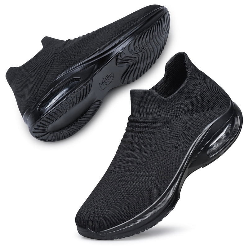 Men's Lightweight Breathable Non-Slip Walking Shoes - All Black Size 7.5