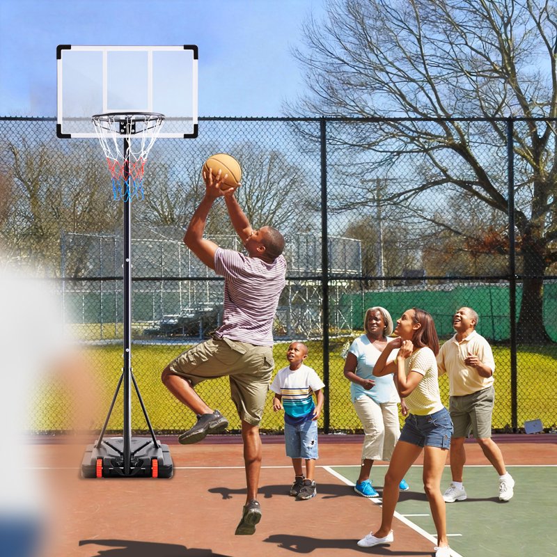 Kids Adjustable Portable Basketball Hoop with Enlarge Base and Backboard - Indoor & Outdoor Use