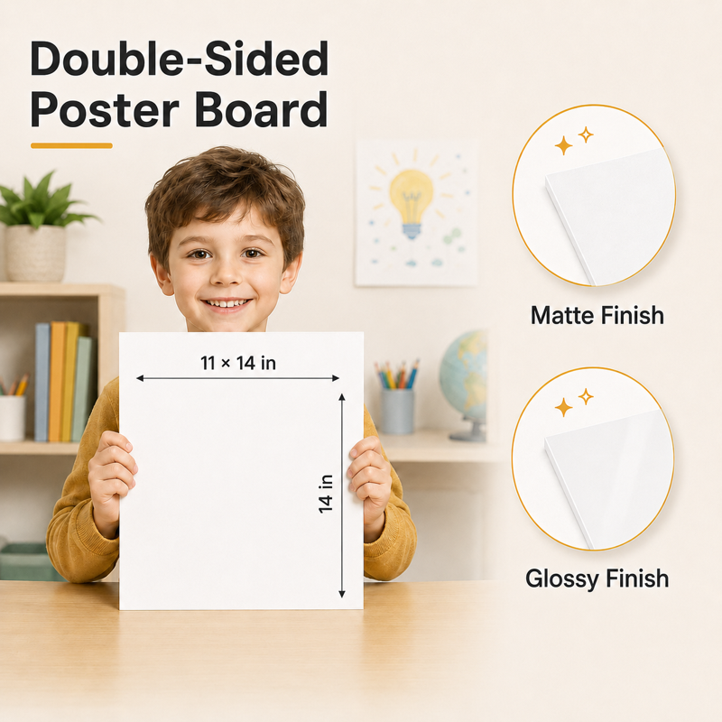 White Poster Board 11x14 Inch Bulk Pack - Heavyweight Art & Presentation Boards