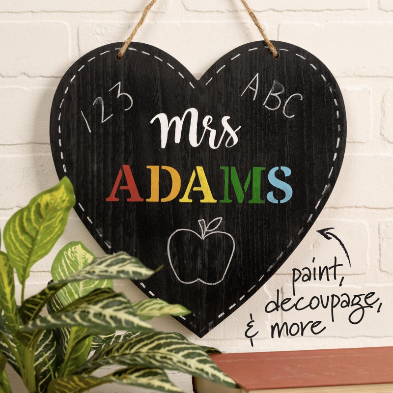 Heart Shaped Chalkboard Plaque with Hanging Cord - 12 x 12 Inches, Versatile Decor & Craft Board