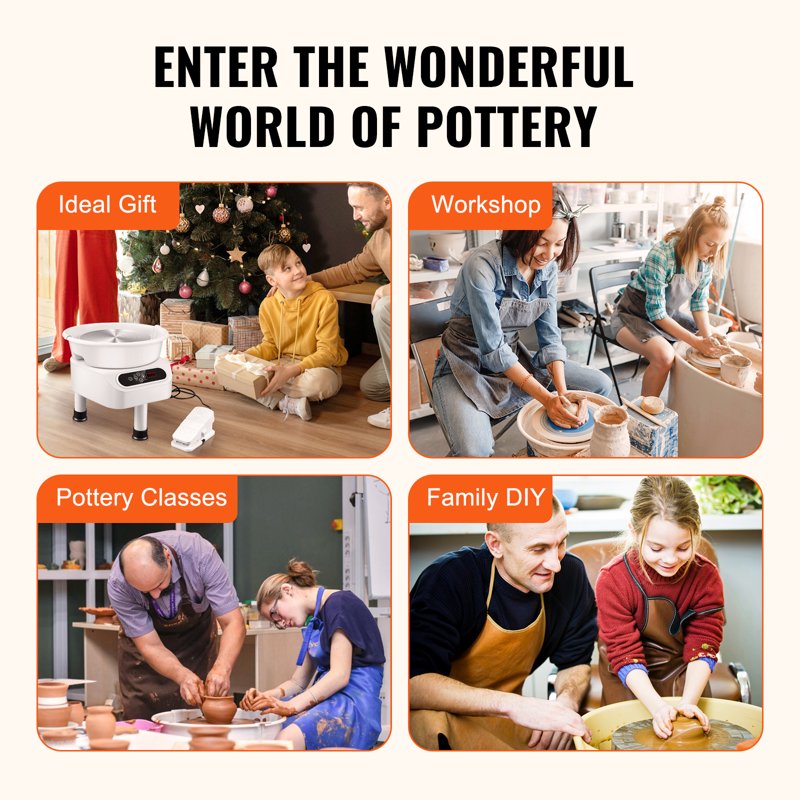 11-Inch Ceramic Pottery Wheel 450W with Touch Screen & Foot Pedal