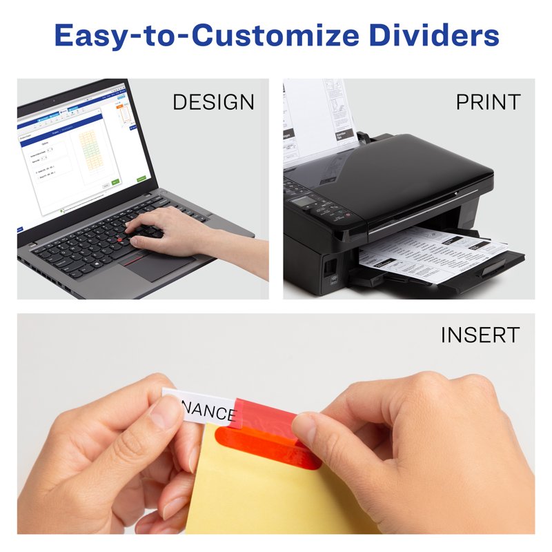 Multicolor 8-Tab Paper Dividers with Big Insertable Tabs - Office Organization
