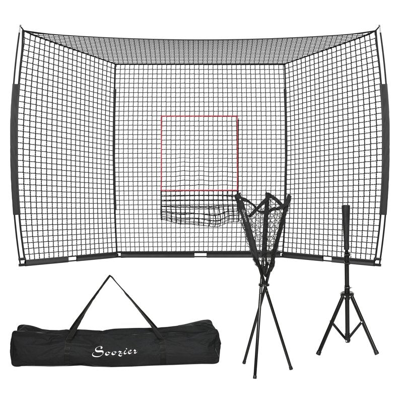 Extra Large Baseball & Softball Hitting Net Set with Tee & Caddy, 17x10 ft