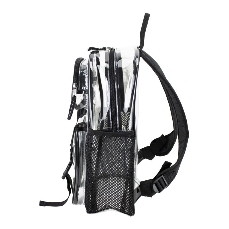 Unisex 16-Inch Clear Cargo Backpack with Multiple Pockets and Water Bottle Sleeves