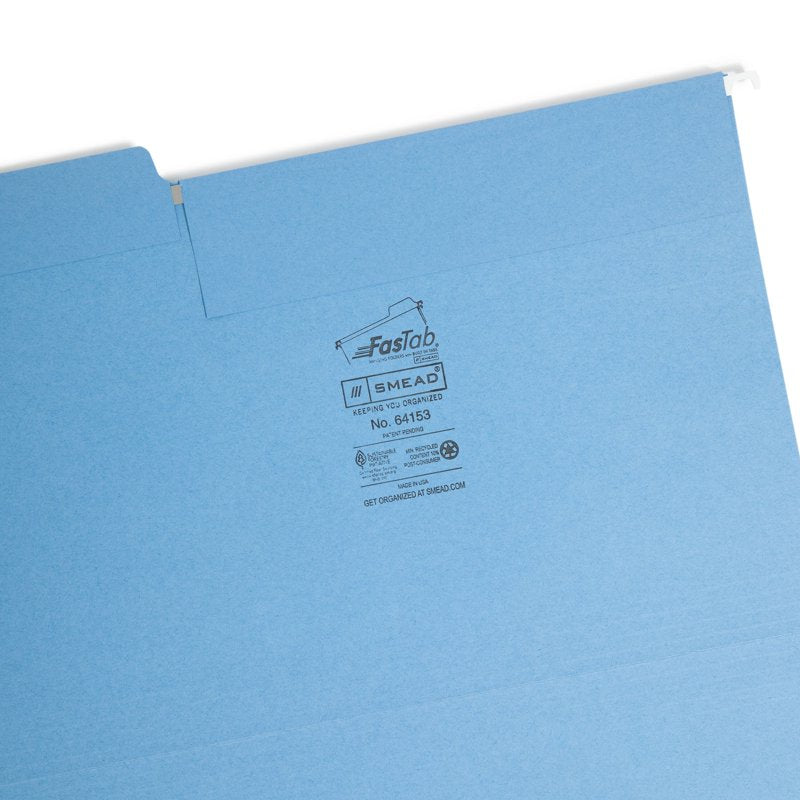 Smead FasTab Hanging File Folders Legal Size with 1/3-Cut Tabs Assorted 18 Pack