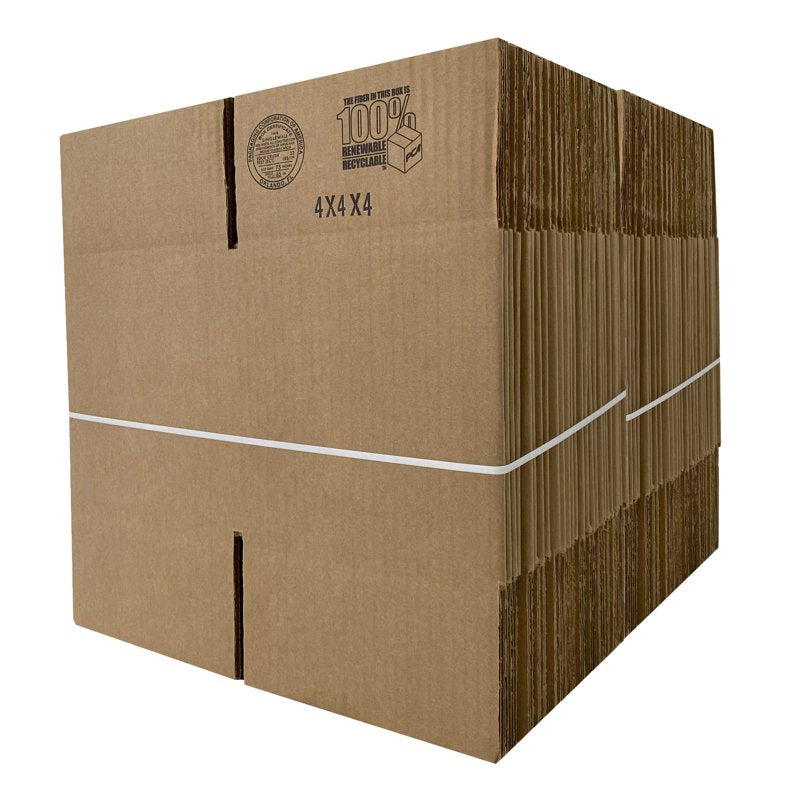 Corrugated Shipping Boxes Pack of 50 - 4x4x4 Inch Cube Cardboard Boxes