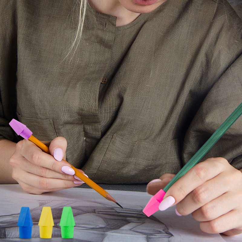 Pencil Cap Erasers 50 Pack - Small Replacements for School & Office