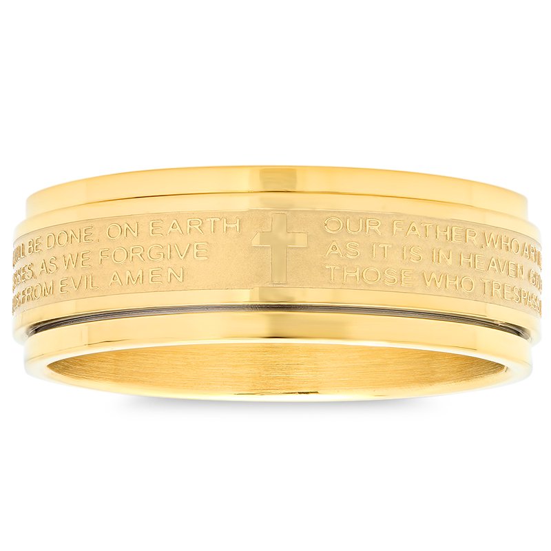 Unisex Rotating Lords Prayer Ring - 18K Gold Plated Stainless Steel