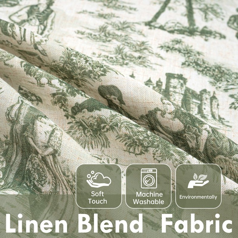 Blackout Linen Curtains with Thermal Sound Insulation - Farmhouse French Country Style, 96 Inch Length, Multiple Sizes