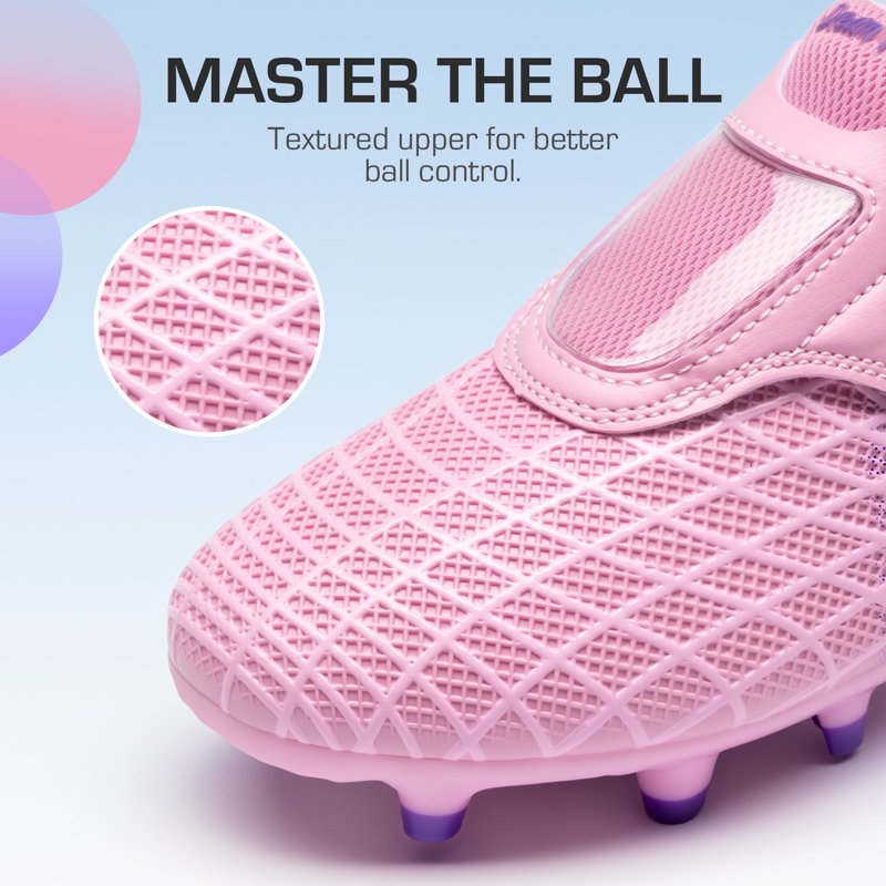 Dream Pairs Kids Soccer Cleats - Pink/Purple, Easy Hook & Loop Closure