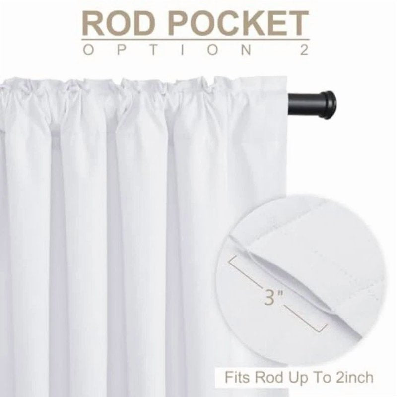 2-Piece Window Curtain Panel Set - Matte Solid Color Lined Room Darkening Drapes