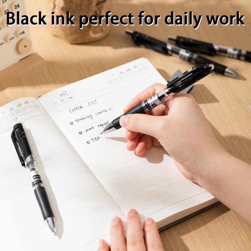 Deli 50-Pack Retractable Gel Pens, 0.7mm Black Ink, Smooth Fast-Dry, Leak-Proof