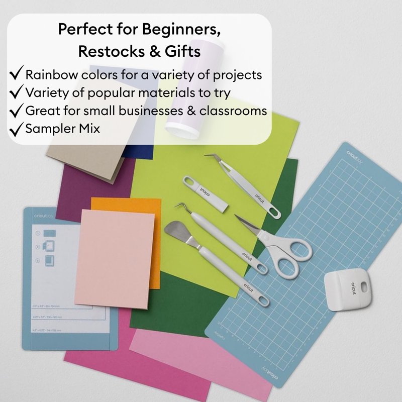 Cricut Materials Crafting Bundle for Cricut Joy & Joy 2 - Starter Set with Vinyl & Accessories