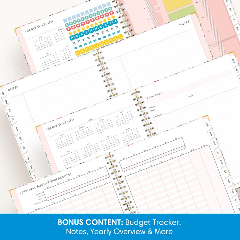 Academic Planner Calendar 15 Months, Dated Weekly & Monthly Organizer, April 2026 - June 2027, 8.5x11 Inches, Storage Pocket, Ruler, Sticky Notes & Stickers