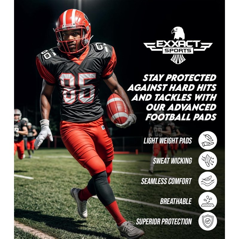 Adult Padded Football Shirt with Shoulder & Spine Protection - Compression Rib Protector