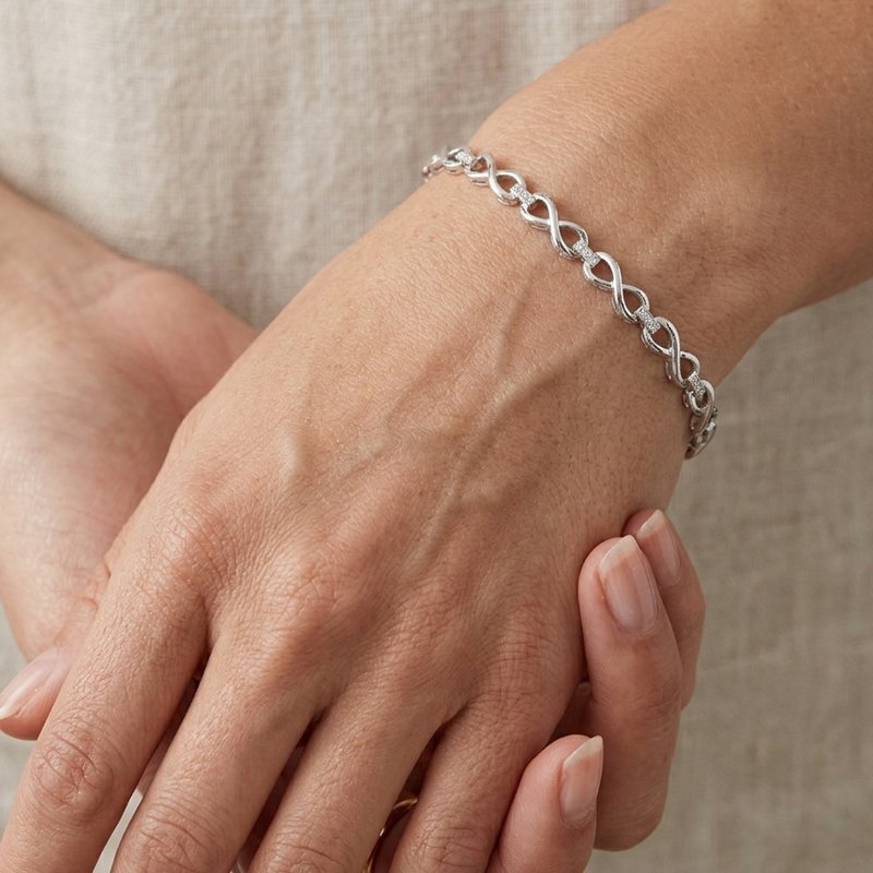 Sterling Silver Lab Grown Diamond Bracelet for Women - Accent Jewelry Gift