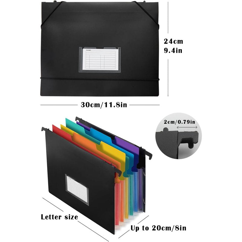 Expanding Hanging File Folders with 7 Pockets and Retractable Hook - 3 Pack