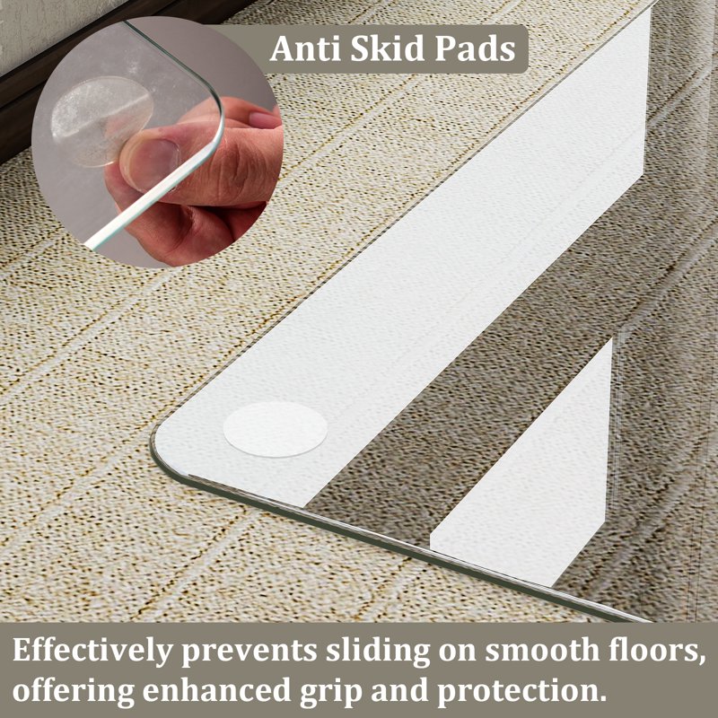 Heavy Duty Tempered Glass Chair Mat 46.1x55 Inches Clear Office Floor Protector