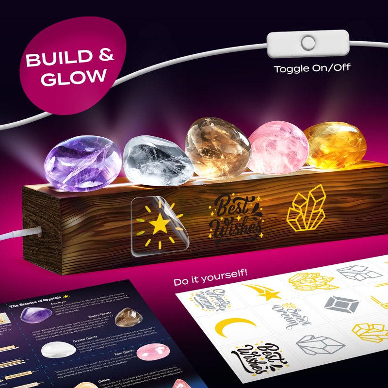 Kids Gemstone Dig Kit & Night Light Craft Set - Educational STEM Toy for Ages 6-12
