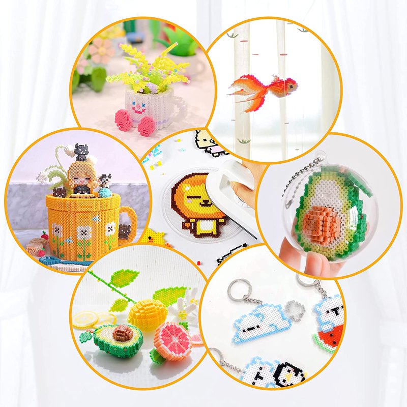 Kids Beading Kit with 24 Colors & 24000 Tiny Fuse Beads for Crafting and Jewelry Making