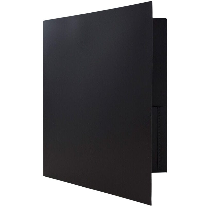 2-Pocket Plastic Folder with Metal Prongs & Clasp - 3 Pack, 9.5 x 11.5 Inches, Black
