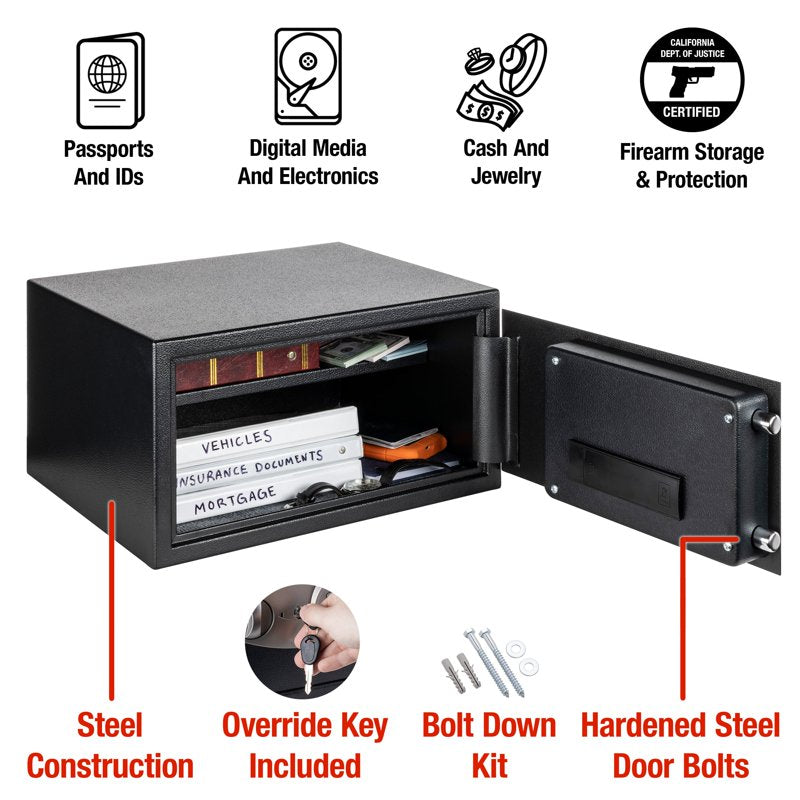 Security Safe with Digital Lock, 1 Cubic Foot Home & Office Safe