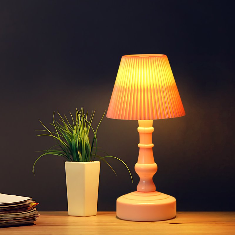 Mini Cordless Bedside Lamp - 5.5 Inch Retro Night Light for Bedroom & Living Room - Portable Battery-Powered Decor Gift