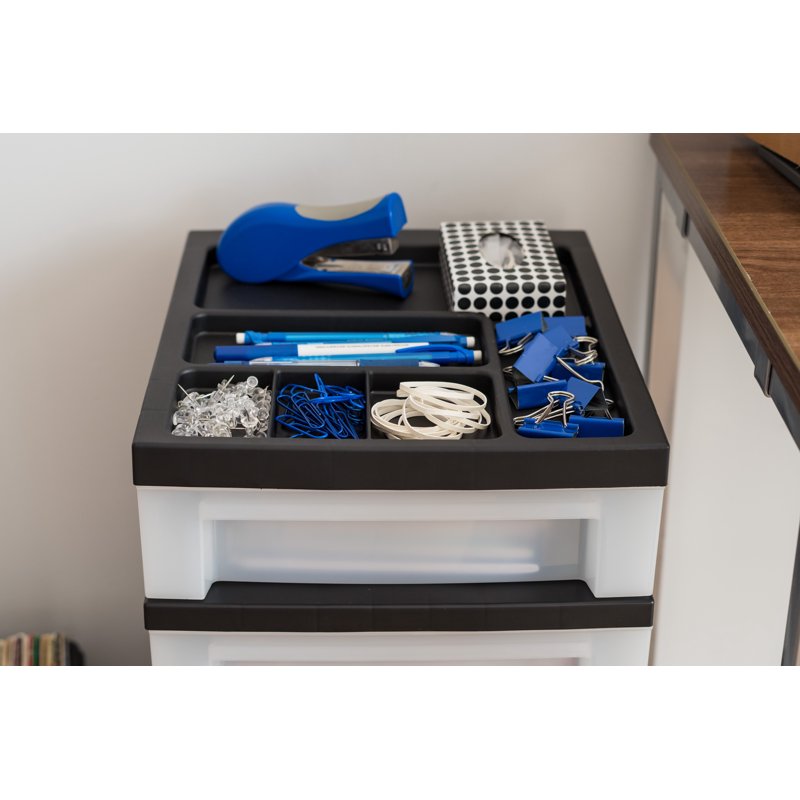4-Drawer Storage Cart with Organizer Top - Black Office & Home Organization
