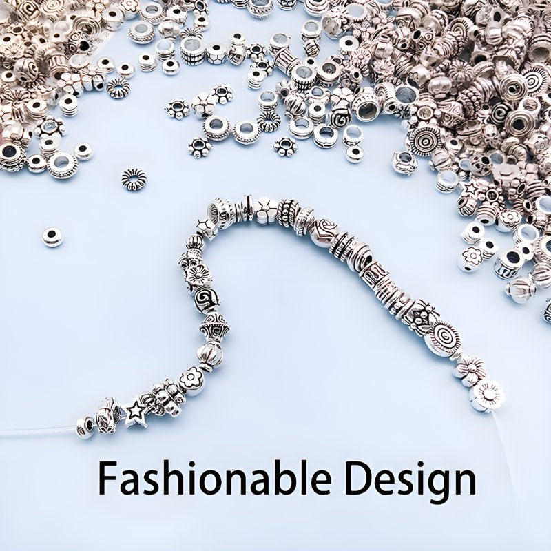 Vintage Silver Beads for Jewelry Making - Large Hole Spacer Beads, 180pcs