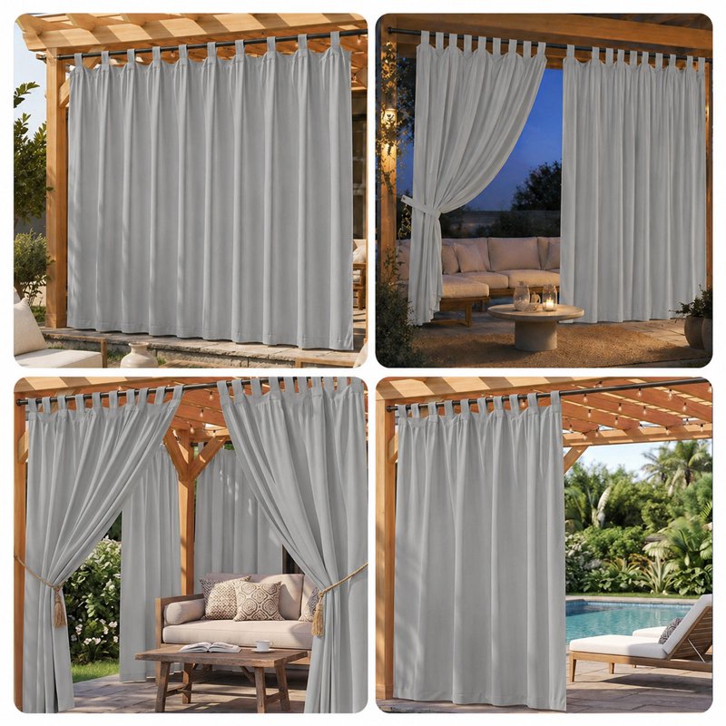 Outdoor Blackout Curtains Waterproof Thermal Insulated Patio Drapes 1 Panel