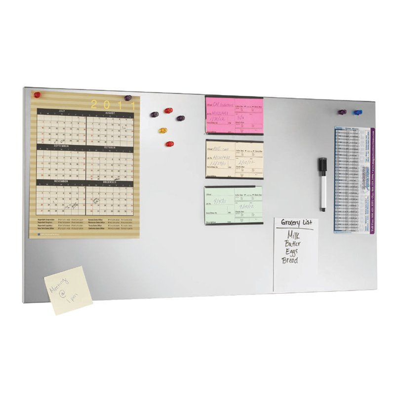 14x30 Magnetic Note Board with Dry Erase Surface - Silver
