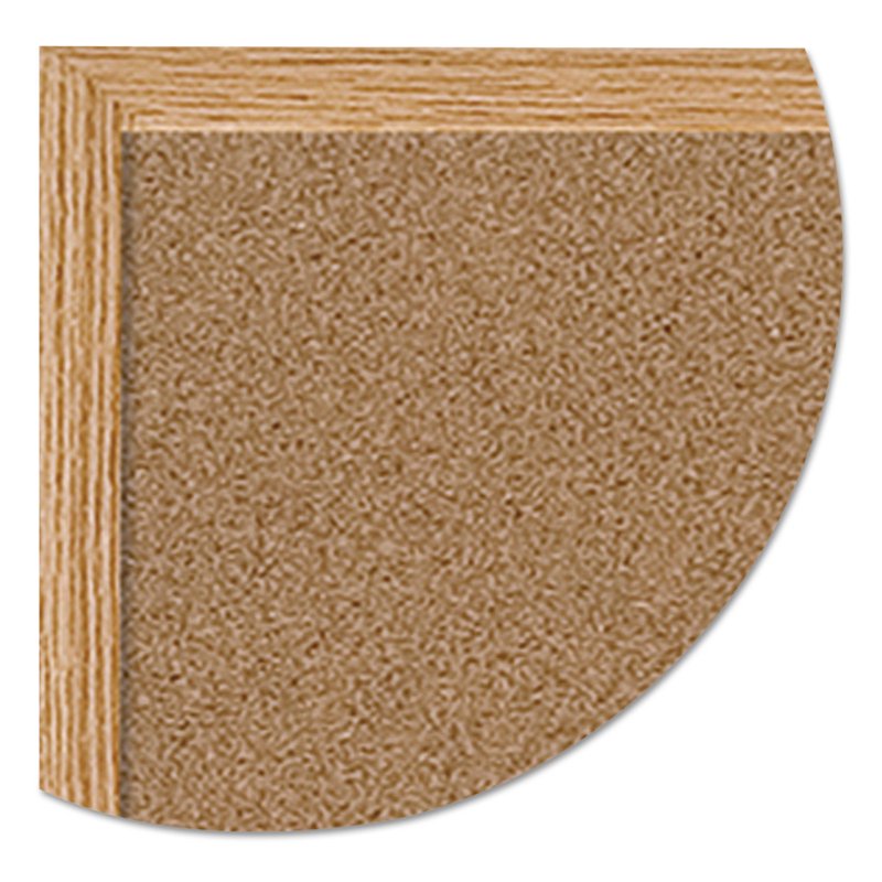 Wood Frame Cork Bulletin Board 36x24 Inch Tan Oak Wall-Mount Display
