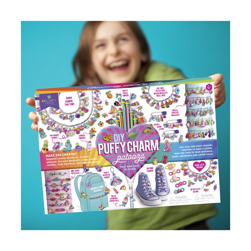 DIY Puffy Charm Craft Kit with 249 Stickers for Jewelry & Accessories