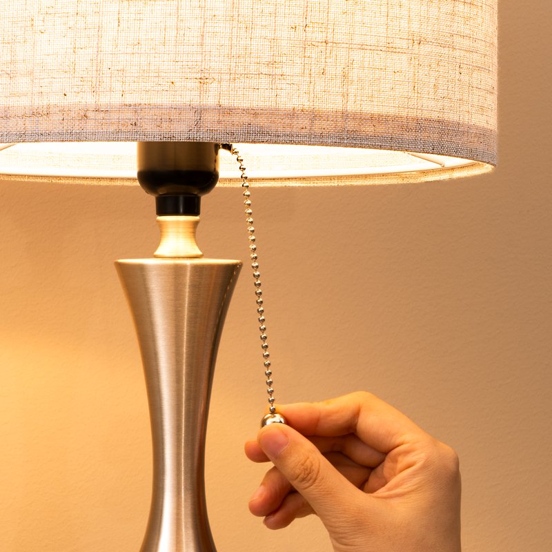 Modern Bedside Table Lamp with Linen Shade and Metal Base - Living Room & Bedroom Lighting