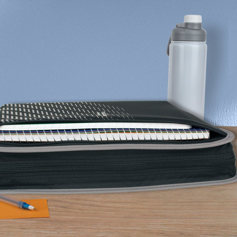 Zipper Binder with 2-Inch Round Rings, 380 Sheet Capacity, Gray