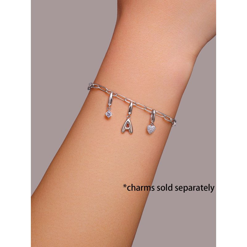 Sterling Silver Paperclip Chain Bracelet for Charms - 7.5 Inch Adult Jewelry