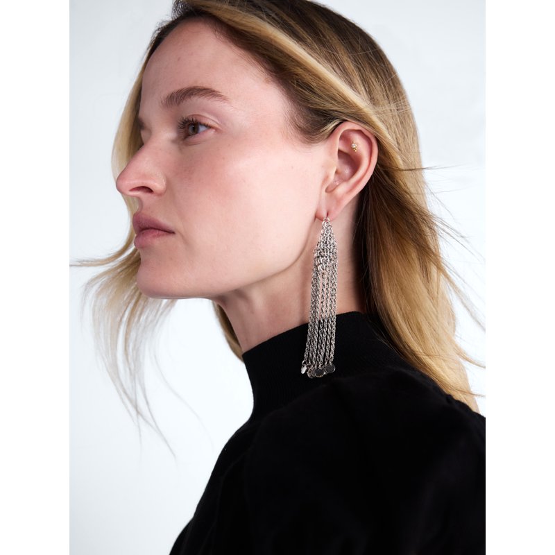 Silver Chainmail Fringe Earrings for Women - Lightweight & Edgy Jewelry