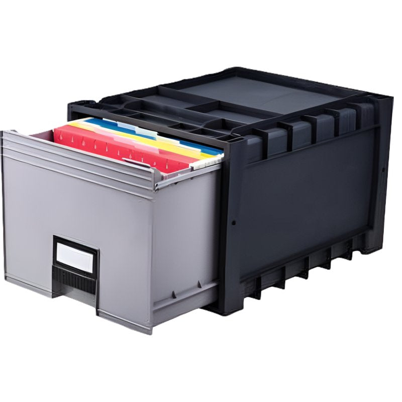 Heavy-Duty Water-Resistant Archive Drawer with Label Holder - Black/Gray