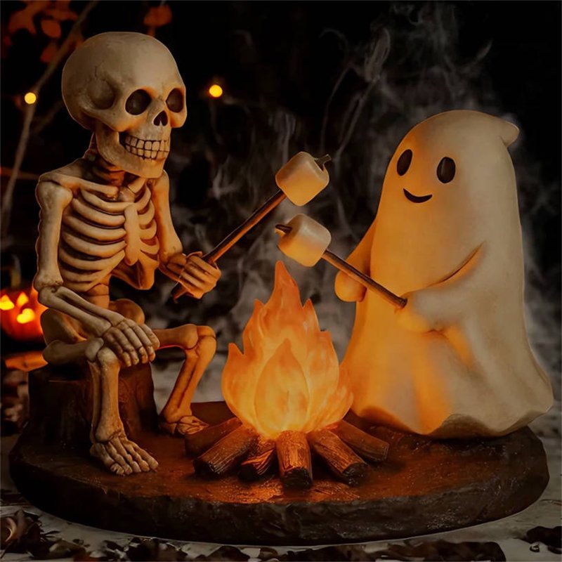 Halloween 3D Ghost Night Light Flickering Campfire Decor Lantern