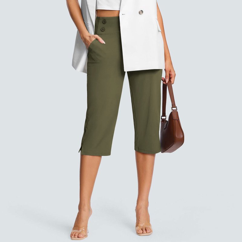 High-Waisted Capri Pants for Women Casual Workout & Workwear with Pockets