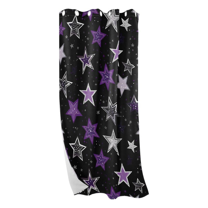 Blackout Window Curtains for Bedroom & Living Room - 1 Panel 82x42 or 84x52 Inches, Stars with Silver & Purple