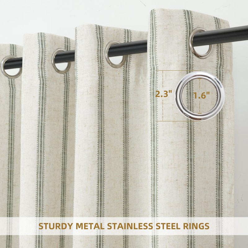 Farmhouse Linen Blend Blackout Curtains 84 Inches Long with Grommets - Multiple Sizes