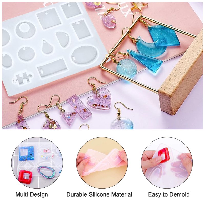 Resin Molds Kit 229 Pieces for Jewelry Making, Silicone Casting Tools for Beginners
