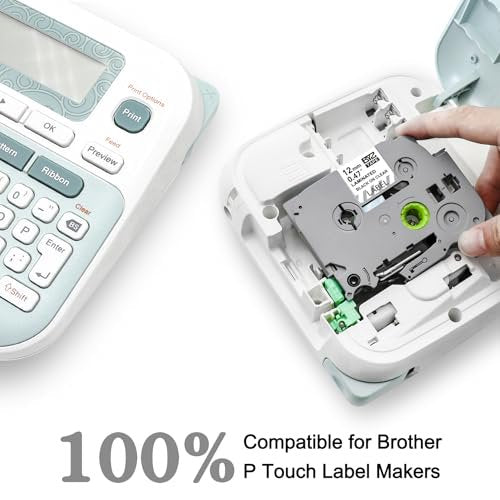 4 Pack 12mm Laminated Clear Label Tape Compatible with Brother & DISEN Label Makers