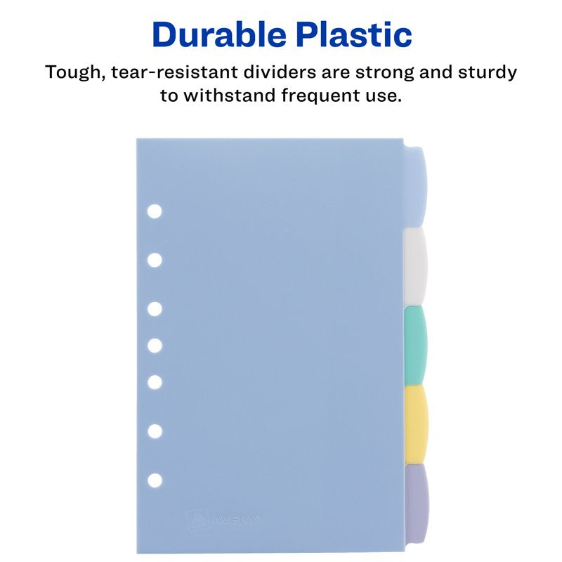 Write and Erase Mini Divider Set - 5-Tab Reusable Plastic Organizer