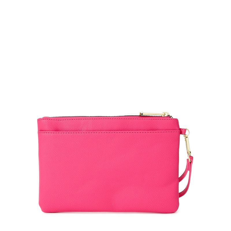 Women's Wristlet Wallet and Key Fob Set - Bright Azalae Vegan Leather
